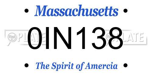 0IN138 Massachusetts License Plate