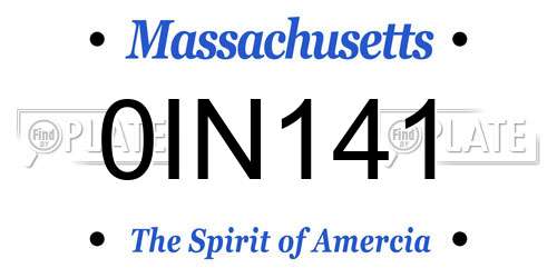 0IN141 Massachusetts License Plate