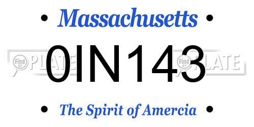 0IN143 Massachusetts License Plate
