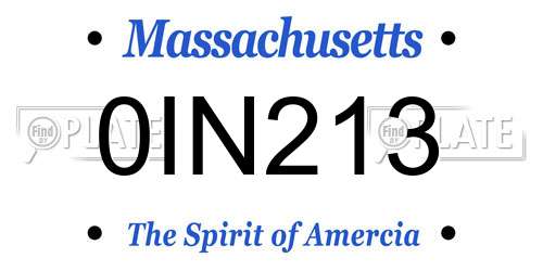 0IN213 Massachusetts License Plate