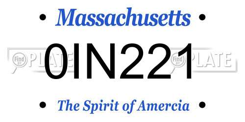 0IN221 Massachusetts License Plate