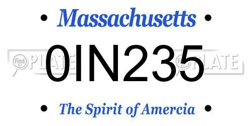 0IN235 Massachusetts License Plate