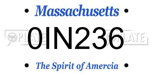 0IN236 Massachusetts License Plate