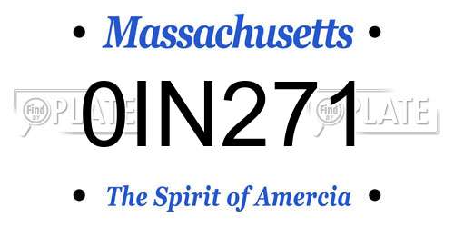 0IN271 Massachusetts License Plate