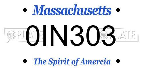 0IN303 Massachusetts License Plate