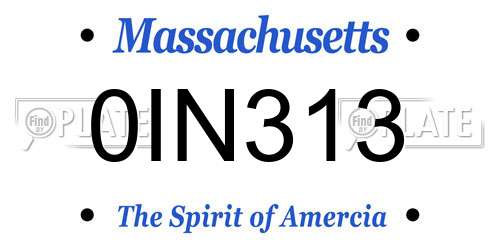 0IN313 Massachusetts License Plate
