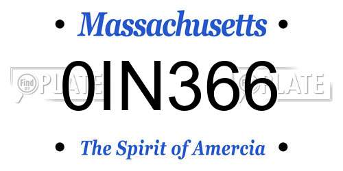 0IN366 Massachusetts License Plate
