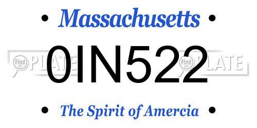 0IN522 Massachusetts License Plate