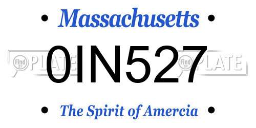 0IN527 Massachusetts License Plate