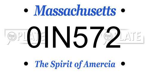 0IN572 Massachusetts License Plate
