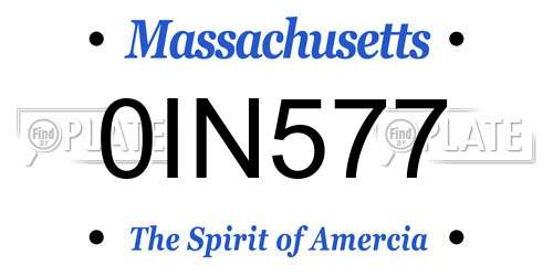 0IN577 Massachusetts License Plate