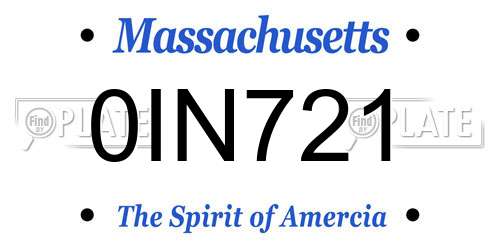 0IN721 Massachusetts License Plate