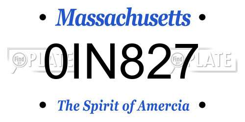 0IN827 Massachusetts License Plate