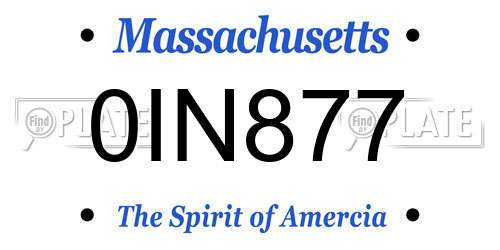 0IN877 Massachusetts License Plate