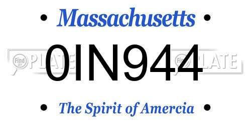 0IN944 Massachusetts License Plate