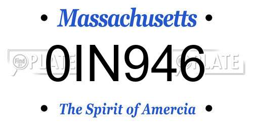 0IN946 Massachusetts License Plate