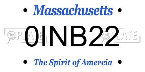 0INB22 Massachusetts License Plate