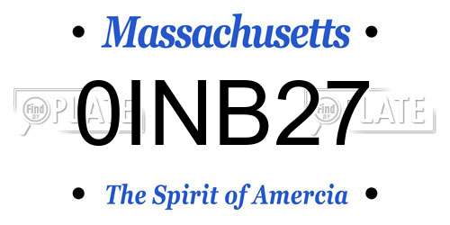 0INB27 Massachusetts License Plate