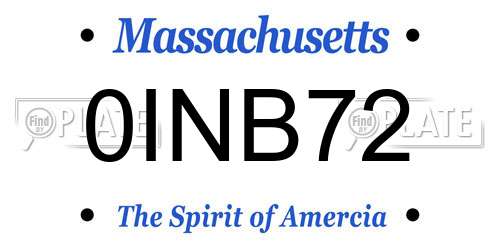 0INB72 Massachusetts License Plate
