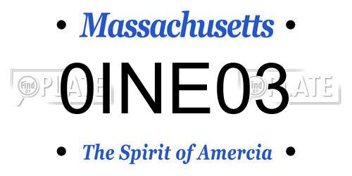 0INE03 Massachusetts License Plate