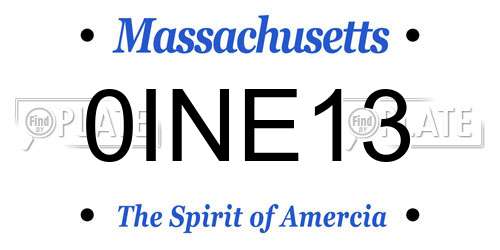 0INE13 Massachusetts License Plate