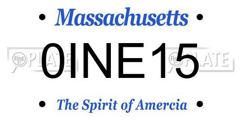 0INE15 Massachusetts License Plate