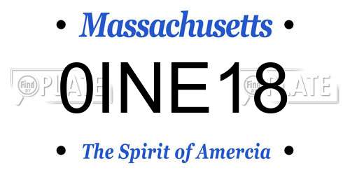 0INE18 Massachusetts License Plate
