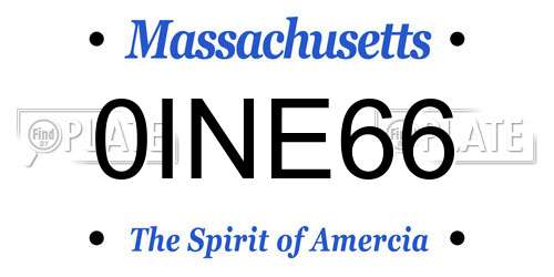 0INE66 Massachusetts License Plate
