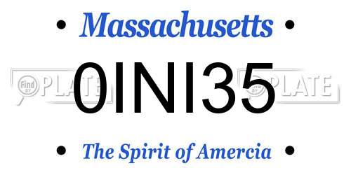 0INI35 Massachusetts License Plate