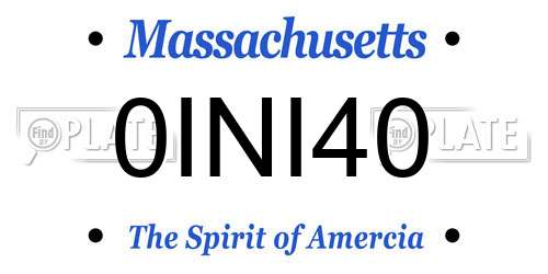 0INI40 Massachusetts License Plate