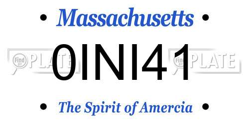 0INI41 Massachusetts License Plate