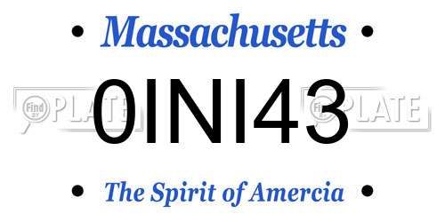 0INI43 Massachusetts License Plate