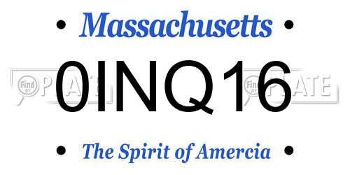 0INQ16 Massachusetts License Plate