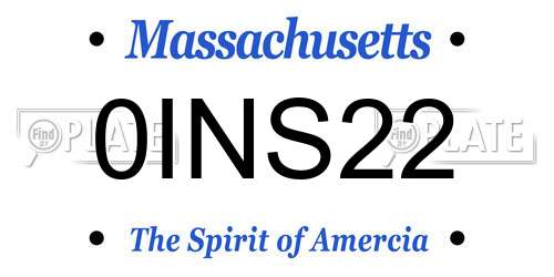 0INS22 Massachusetts License Plate
