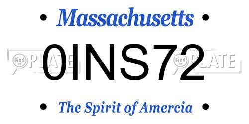 0INS72 Massachusetts License Plate