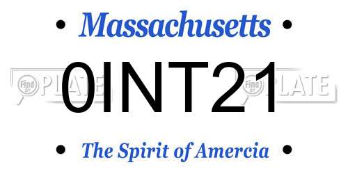 0INT21 Massachusetts License Plate