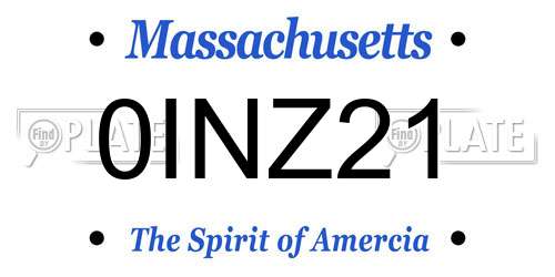 0INZ21 Massachusetts License Plate