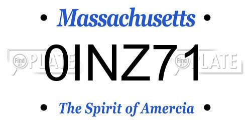 0INZ71 Massachusetts License Plate