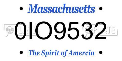 0IO9532 Massachusetts License Plate