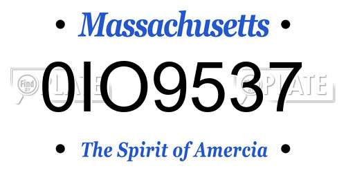 0IO9537 Massachusetts License Plate