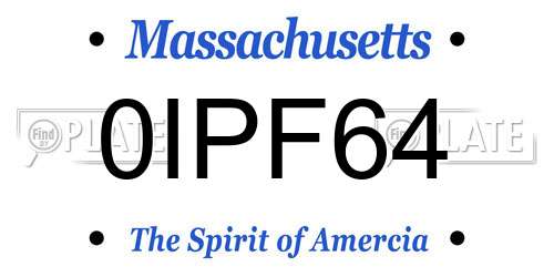 0IPF64 Massachusetts License Plate