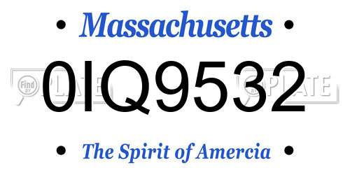 0IQ9532 Massachusetts License Plate