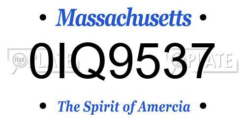 0IQ9537 Massachusetts License Plate