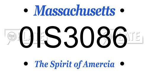 0IS3086 Massachusetts License Plate