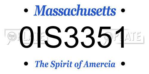 0IS3351 Massachusetts License Plate