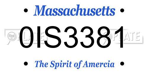 0IS3381 Massachusetts License Plate