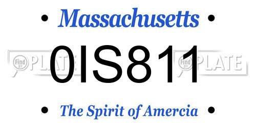 0IS811 Massachusetts License Plate