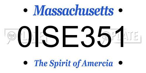 0ISE351 Massachusetts License Plate