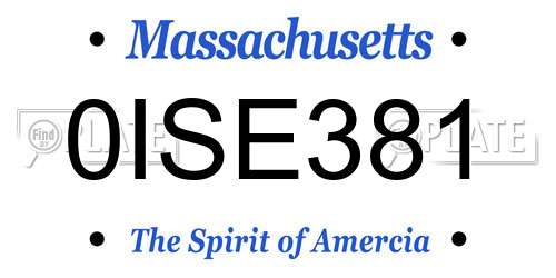 0ISE381 Massachusetts License Plate