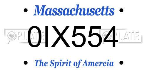 0IX554 Massachusetts License Plate